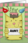 Personalized Birthday for Aunt-Kitty with Cake and Birds on Head card