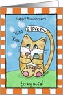 Customizable Happy Anniversary for Wife- Kitty Blowing Kisses card