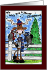 Merry Christmas Longhorn and Armadillos Sing Carols at the Ranch card