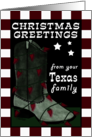 Merry Christmas from Texas Family Cowboy Boot Chili Pepper lights card