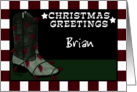 Customizable Christmas for Brian -Cowboy Boot Chili Pepper lights card