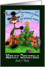 Customizable Aunt Uncle Christmas Longhorn and Armadillo Cactus card