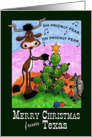 Merry Christmas from Texas Longhorn Armadillo Decorate Prickly Pear card