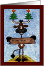 Customizable Merry Christmas from Texas Longhorn with Sign Hornaments card