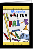 Personalized Back to School for Pre-K School Supplies card