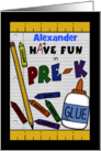 Personalized Back to School for Pre-K School Supplies card