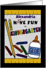 Personalized Back to School for Kindergarten School Supplies card