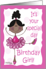 Cute Whimsical African American Ballerina Birthday Girl card