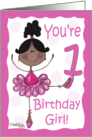 Cute Whimsical African American Ballerina Birthday Girl-1st Birthday card