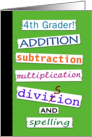 Back to School for 4th Grader Notebook and Taped Words card
