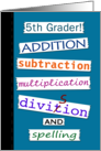 Back to School for 5th Grader Notebook and Taped Words card