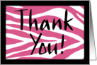 Blank Note Card, Thank You-Pink Zebra Print card