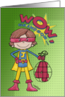 4th Birthday for Grandson with Letter J- Superhero-Comic Style card