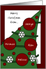 Merry Christmas from Personalized Names Christmas Tree and Decorations card