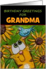 Birthday Customizable Relations for Grandma Cat Bluebird Sunflowers card