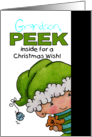 Christmas Customizable for Grandson Peeking Elf card