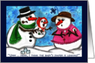 Merry Christmas Snowpeople Baby’s Diaper Leak Humor card