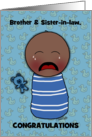 Customizable Congratulations on New Baby for Dark Skin Boy-Alarm Clock card