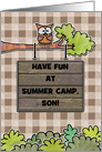 Customizable- Thinking of You-Summer Camp For Son- Owl and Sign card