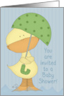 Baby Shower Invitation Yellow Ducky with Umbrella card