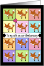 Happy Anniversary for Wife- Fox Block Pattern card