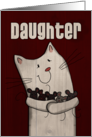 Happy Birthday Daughter White Barn Cat Holding Mice card