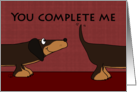 Happy Anniversary to Wife You Complete Me Two Halves of one Dachshund card