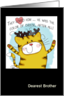 Customizable Happy Birthday to Brother Yellow Tabby Cat with Mice card