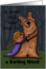 Customizable Happy Birthday Niece Bear Hug Girl and Bear card