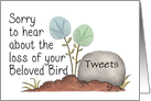 Customizable Name Pet Sympathy Bird-Bird foot print-shaped Flowers card