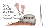 Customizable Name Pet Sympathy Bunny-Rabbit Foot print-shaped Flowers card