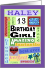 Happy Birthday for 13 year old girl named Haley-Good Word Subway Art card