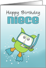 Happy Birthday to Niece-Underwater Snorkeling Owl card