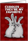 Love and Romance Cuddling Bunnies and Heart Pattern card