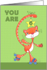 Happy 6th Birthday Roller Skating Orange Tabby Cat card