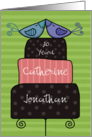 Customizable Names Wedding Anniversary Cake and Bird Cake Toppers card