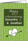 Customizable Names Wedding Anniversary Hearts and Love Arrows card