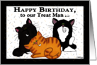 Happy Birthday to Our Treat Man Three Shedding Cats card