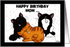 Customizable Happy Birthday to Mom Three Shedding Cats card