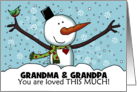 Snowman Outstretched Limbs Customizable Christmas for Grandparents card