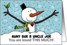 Snowman with Outstretched Limbs Customizable Christmas for Aunt Uncle card