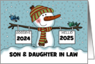 Snowman with Signs Customizable New Year’s 2024 Son Daughter in law card