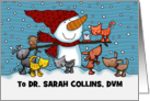 Snowman Small Animals Customizable Christmas For Veterinarian card