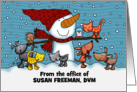 Snowman Small Animals Customizable Merry Christmas from Veterinarian card
