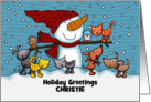 Snowman Small Animals Customizable Name Christie Christmas Greeting card