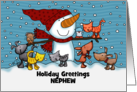 Snowman Small Animals Customizable Christmas Greeting for Nephew card