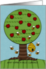 Apple Tree & Bees- Customizable Names Rosh Hashanah for Aunt and Uncle card