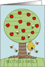 Apple Tree & Bees- Customizable Rosh Hashanah for Brother and Family card