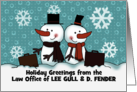 Snowmen with Briefcases Customizable Merry Christmas from Lawyers card