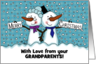 Elder Snowpeople Couple Merry Christmas from Grandparents card